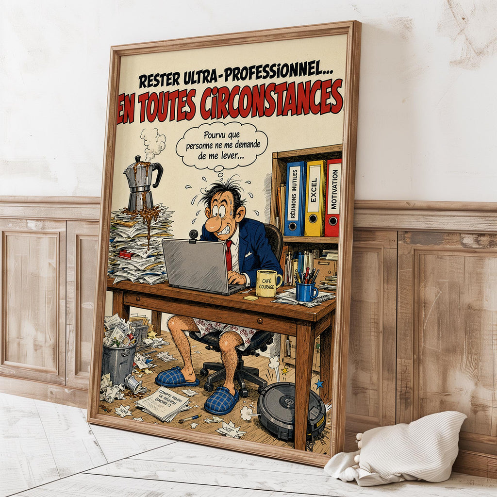 Affiche télétravail humoristique – En Toutes Circonstances – Cadeau collègue