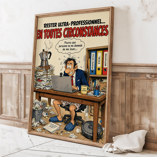 Affiche télétravail humoristique – En Toutes Circonstances – Cadeau collègue