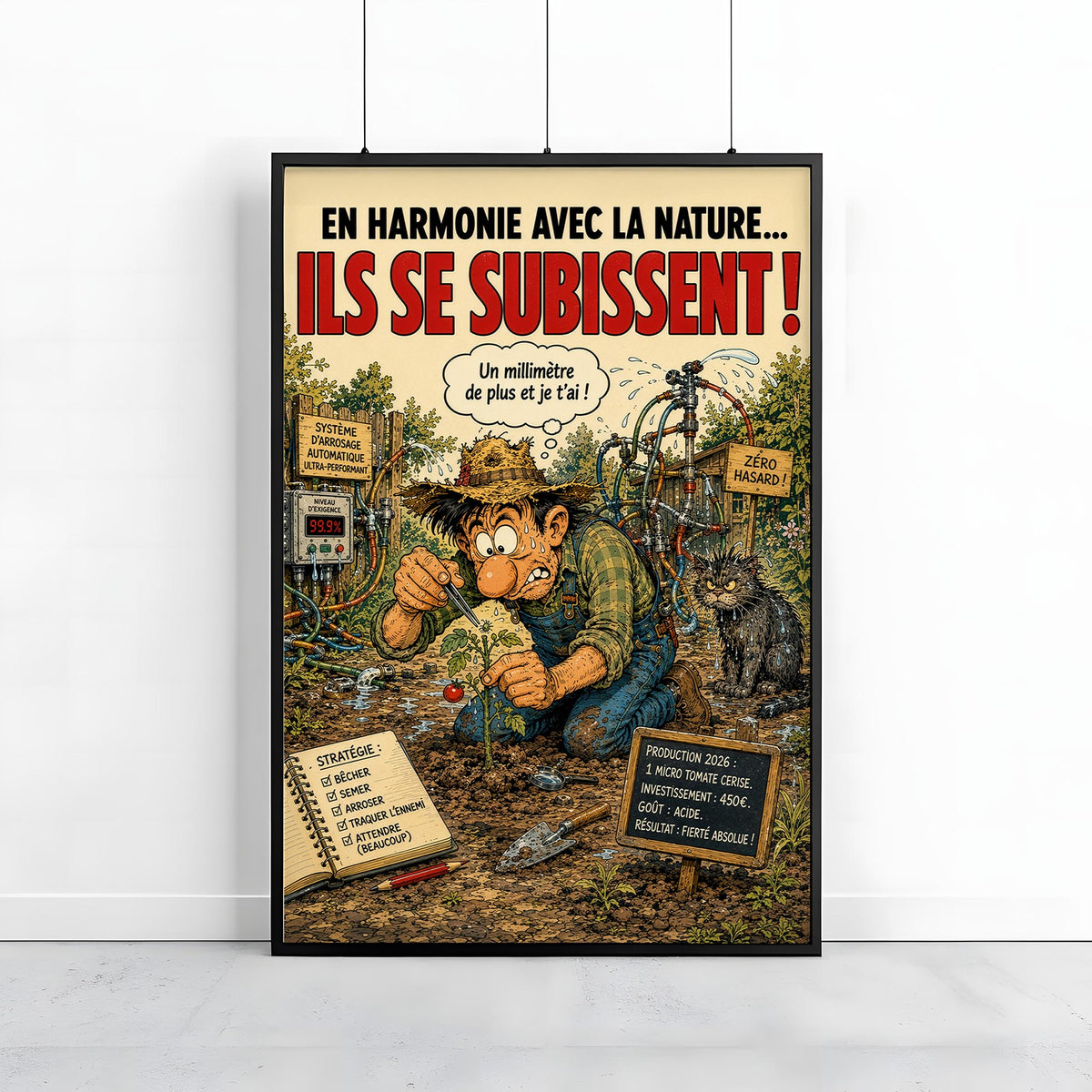 Affiche jardinage humoristique – La Tomate Cerise – Cadeau jardinier & potager