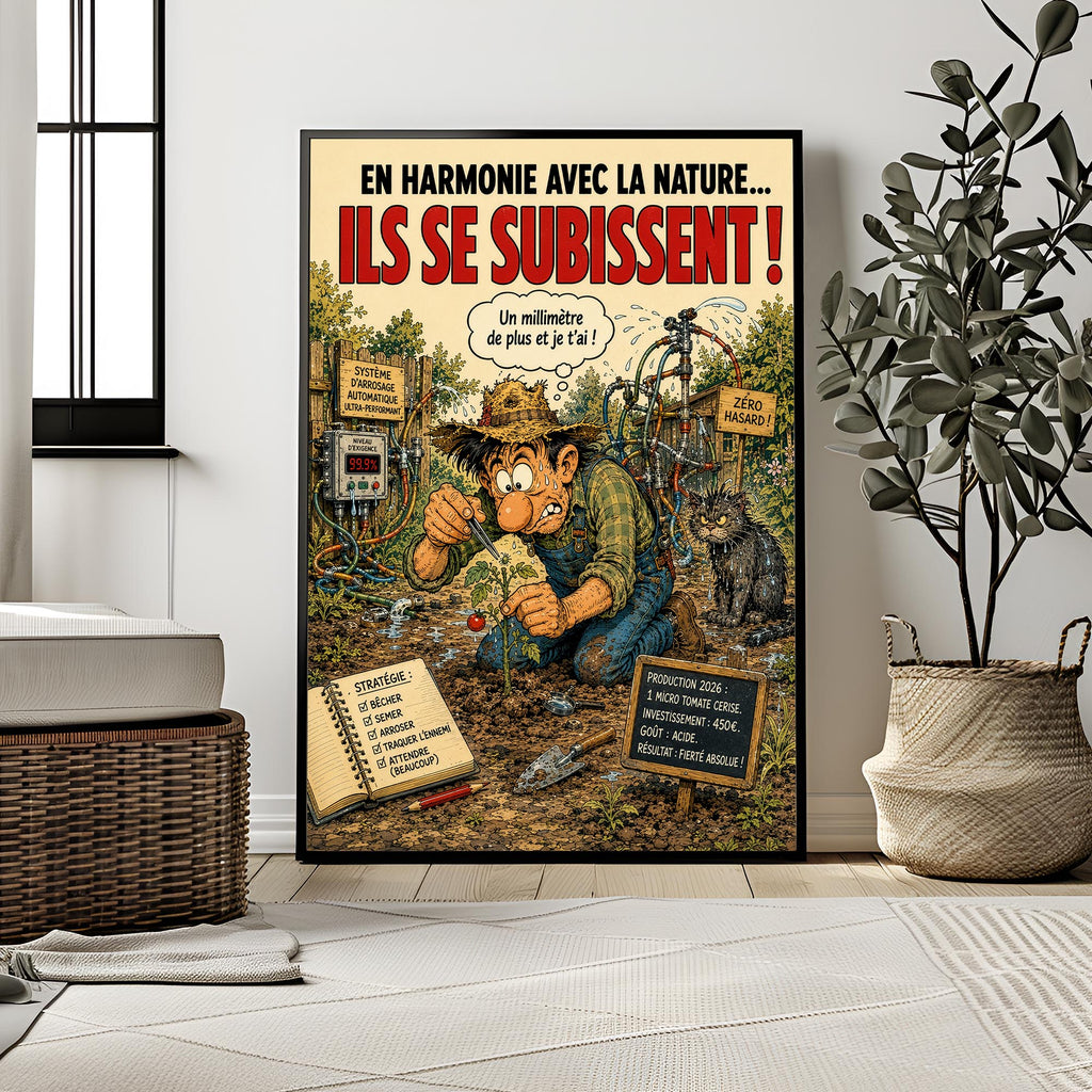 Affiche jardinage humoristique – La Tomate Cerise – Cadeau jardinier & potager