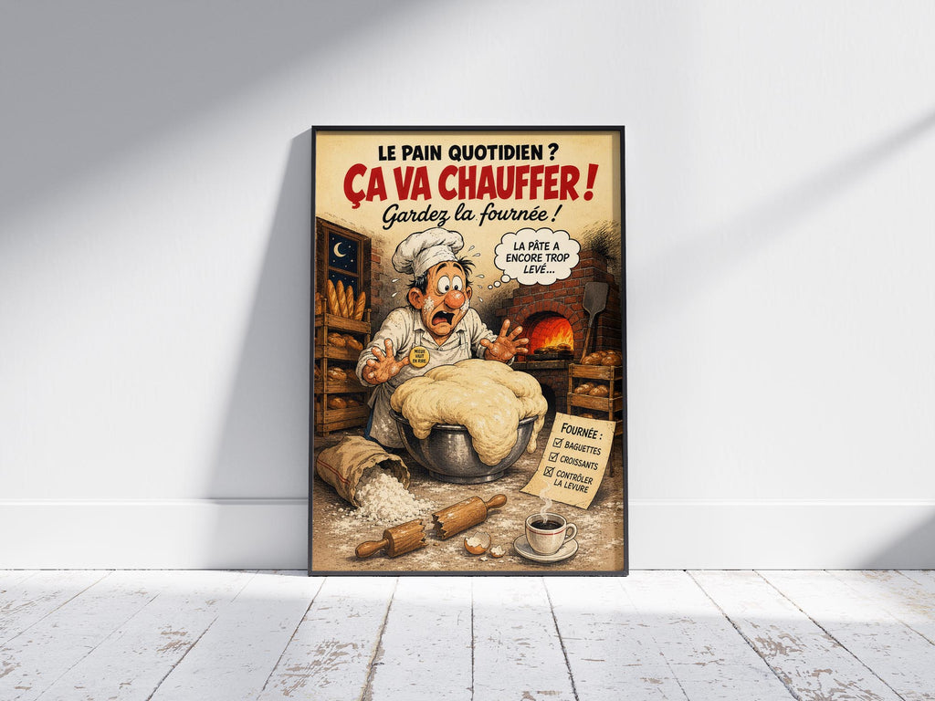 Affiche boulanger humoristique – Ça va chauffer – Cadeau boulangerie
