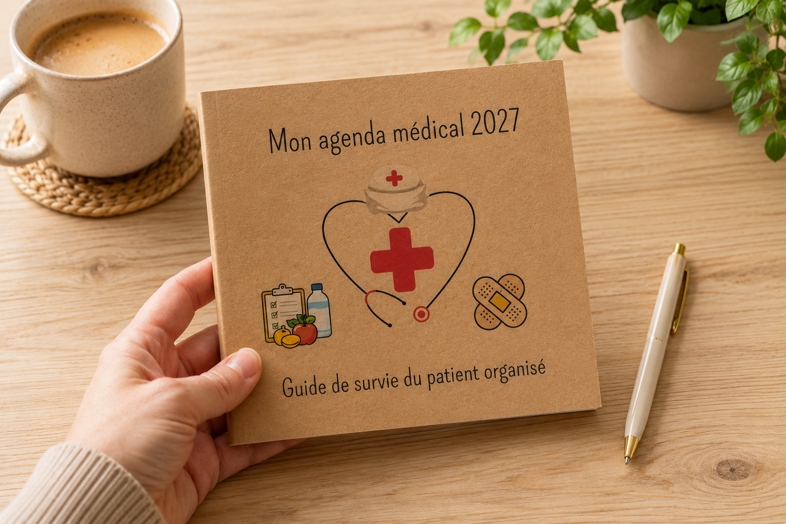 Agenda médical 2027 – couverture kraft, format 15x16 cm