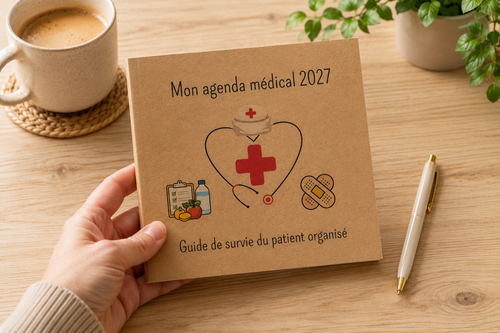 Agenda médical 2027 – couverture kraft, format 15x16 cm
