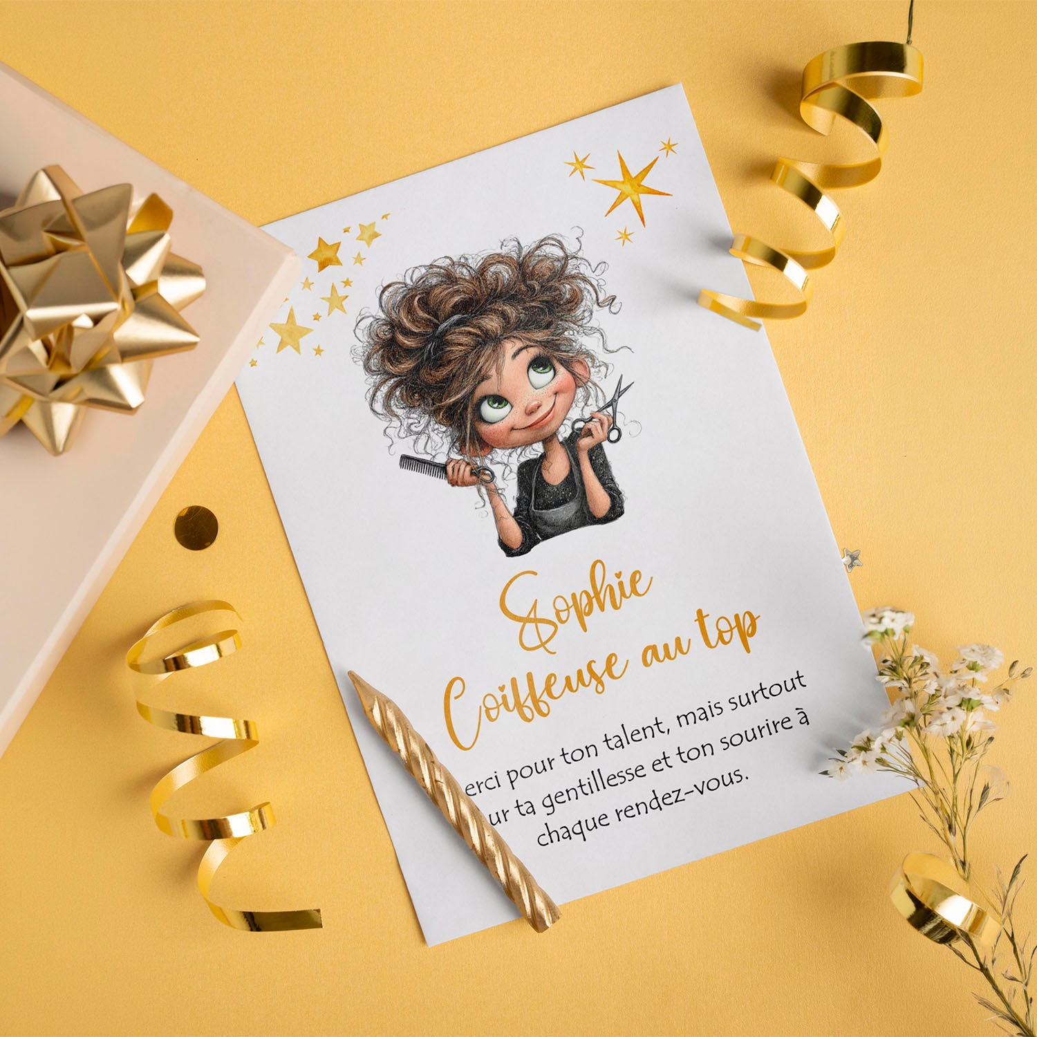 Carte coiffeuse personnalisée – Cadeau remerciement coiffeuse