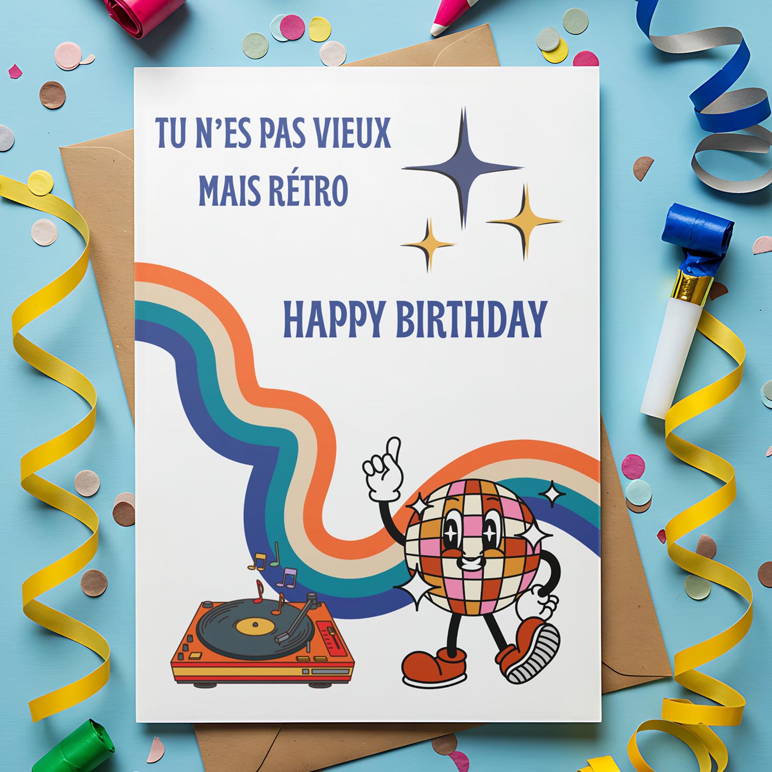 Carte anniversaire humour rétro – Tu n’es pas vieux