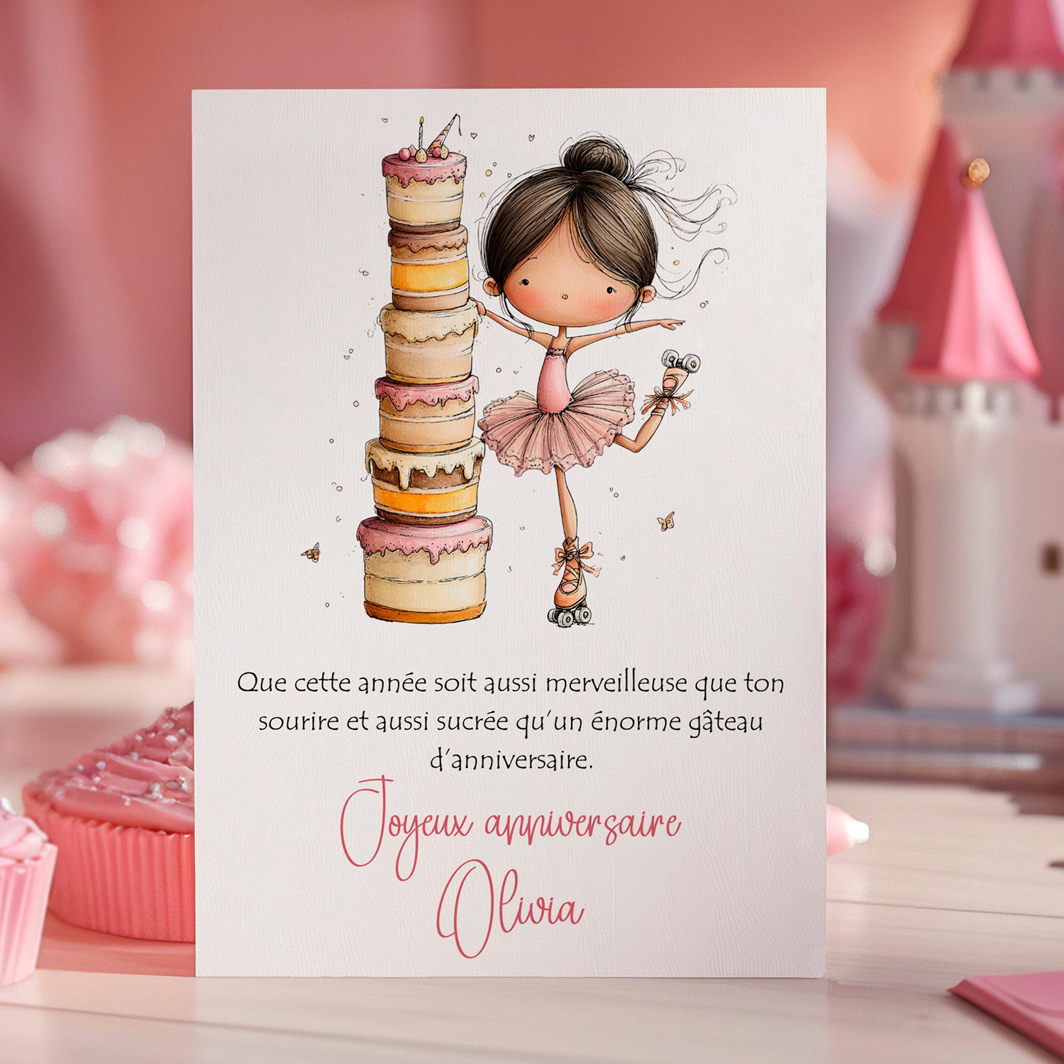 Carte anniversaire personnalisée – Joyeux anniversaire gourmand | Carte douce et sucrée avec prénom