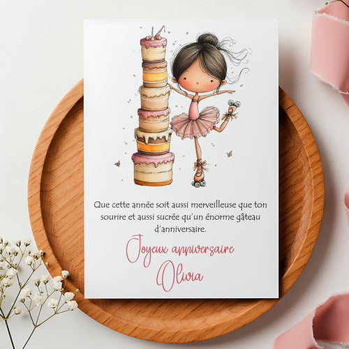 Carte anniversaire personnalisée – Joyeux anniversaire gourmand | Carte douce et sucrée avec prénom