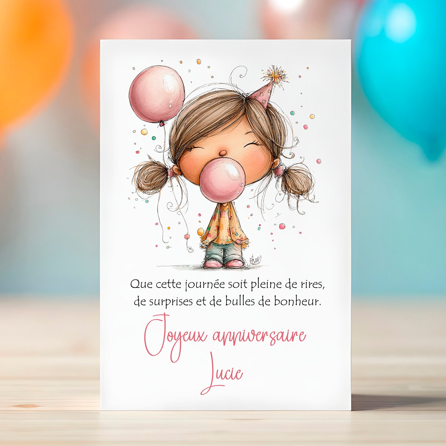 Carte anniversaire personnalisée – Joyeux anniversaire douceur | Carte enfant poétique avec prénom