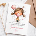 Carte anniversaire personnalisée – Joyeux anniversaire douceur | Carte enfant poétique avec prénom