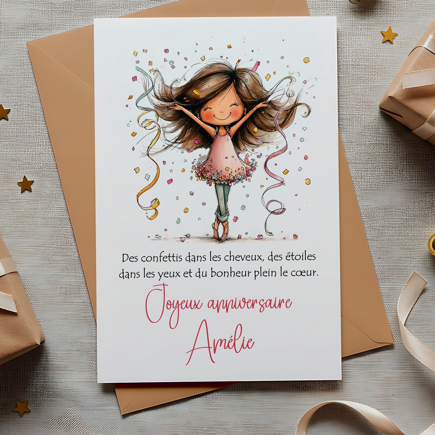 Carte anniversaire personnalisée – Joyeux anniversaire pétillant | Carte joyeuse et poétique avec prénom