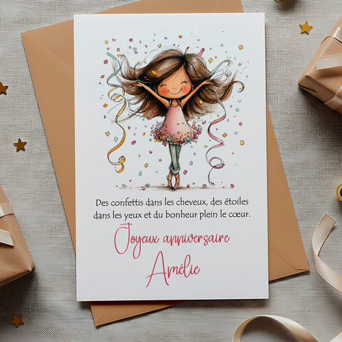 Carte anniversaire personnalisée – Joyeux anniversaire pétillant | Carte joyeuse et poétique avec prénom
