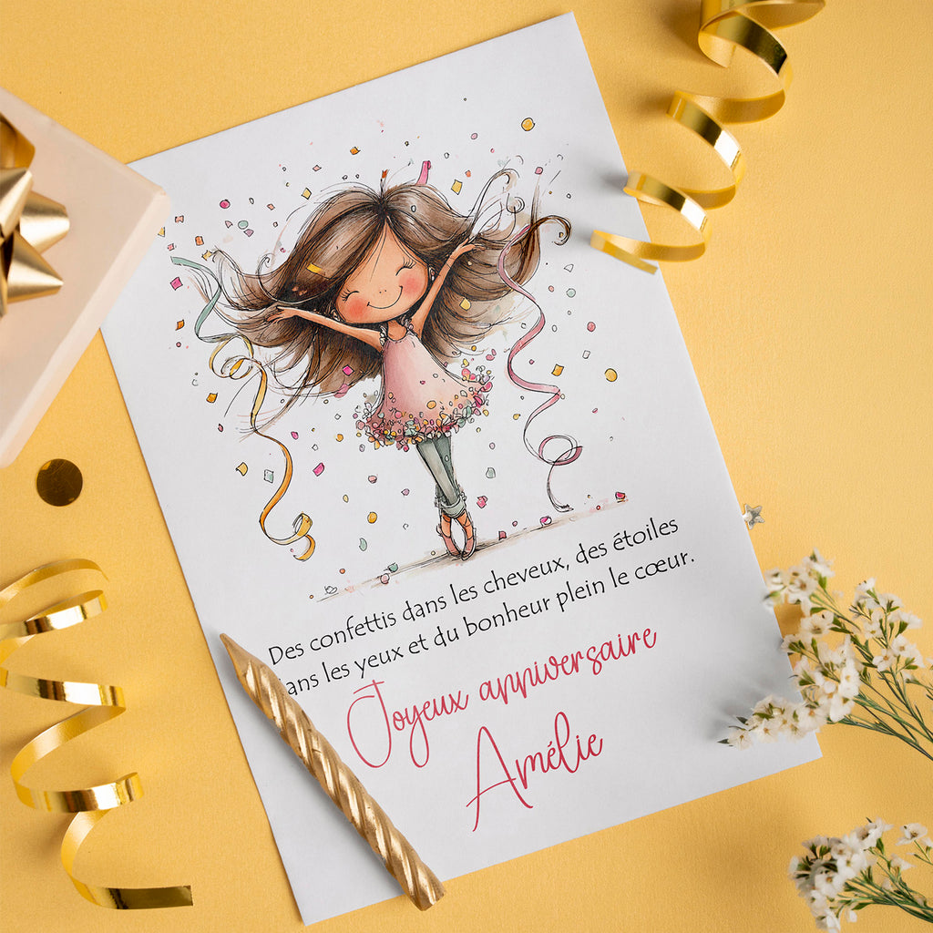 Carte anniversaire personnalisée – Joyeux anniversaire pétillant | Carte joyeuse et poétique avec prénom