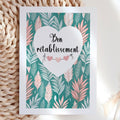 Carte bon rétablissement cœur et feuillage pastel