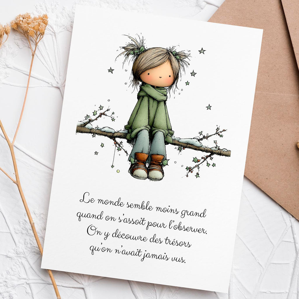 Carte message inspirant – Observer et ralentir | Carte poétique et apaisante
