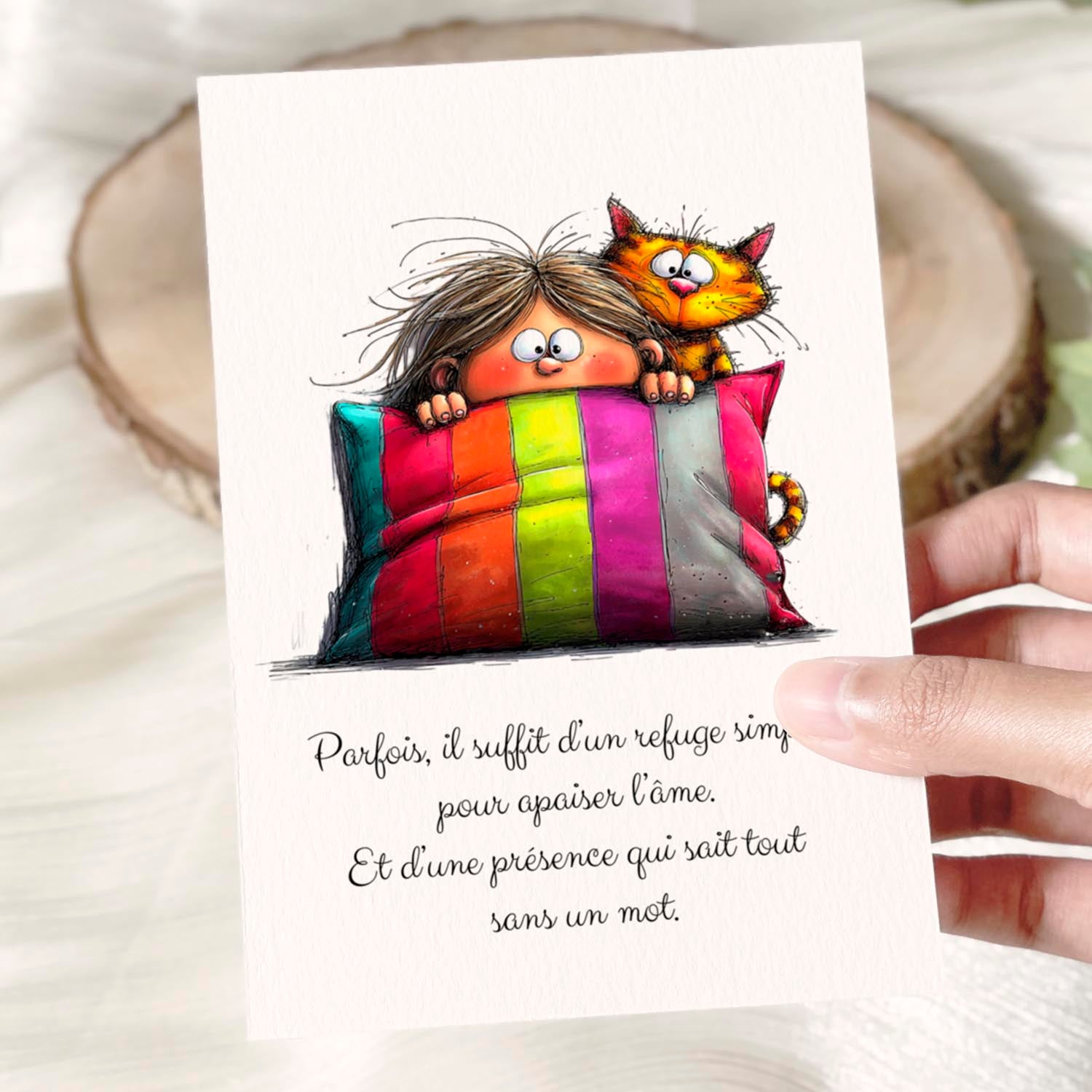 Carte message réconfortant – Douceur et présence | Carte poétique et apaisante