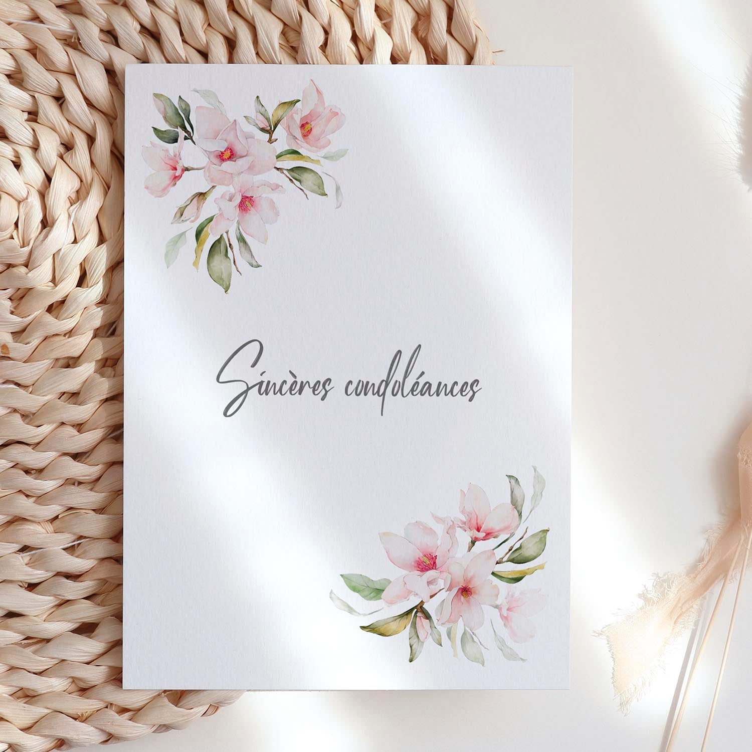 Carte condoléances fleurs – Message sobre et élégant