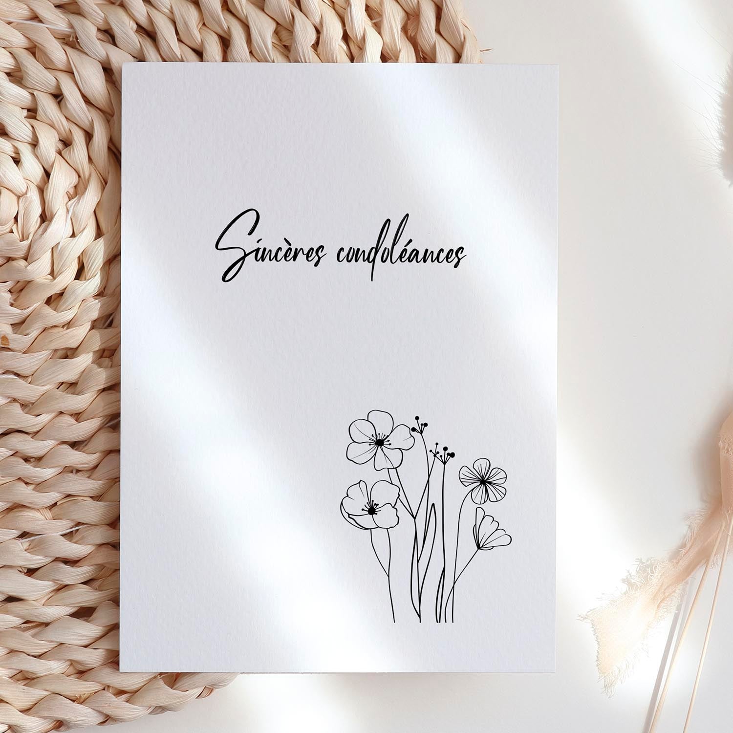 Carte condoléances minimaliste – Message sobre et élégant