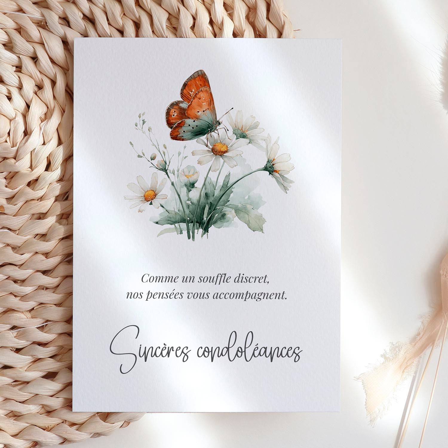 Carte condoléances mots doux – Carte soutien élégante