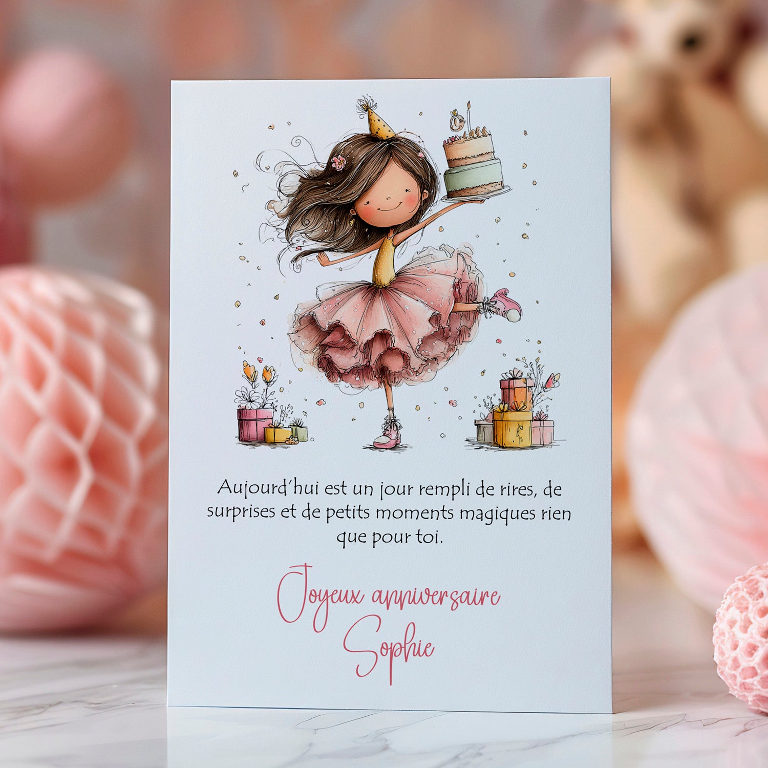 Carte anniversaire personnalisée – Joyeux anniversaire magique | Carte élégante et poétique avec prénom