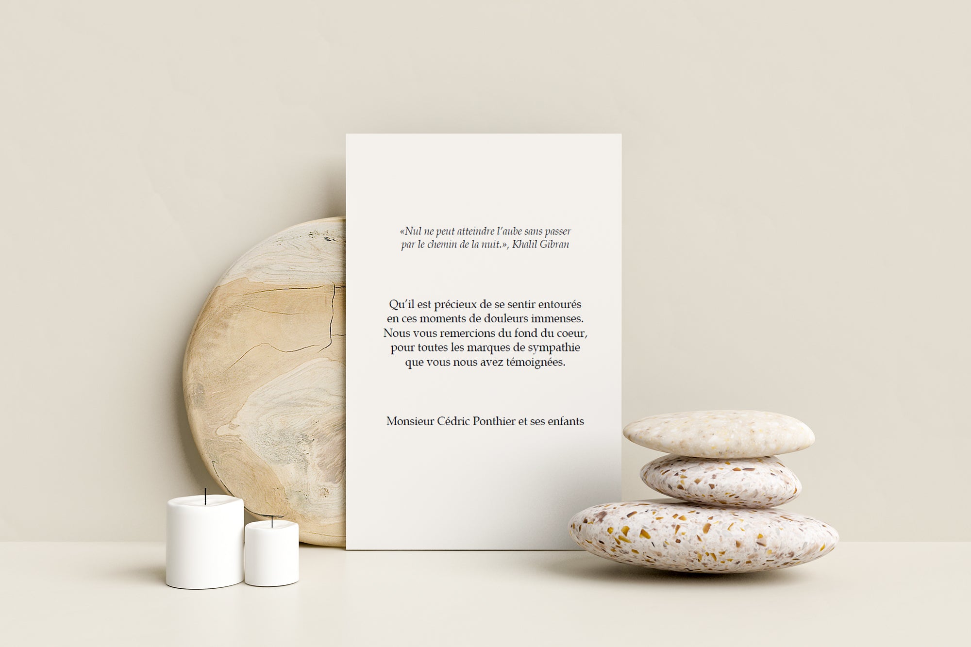 Carte de remerciement décès personnalisée | Design moderne et élégant