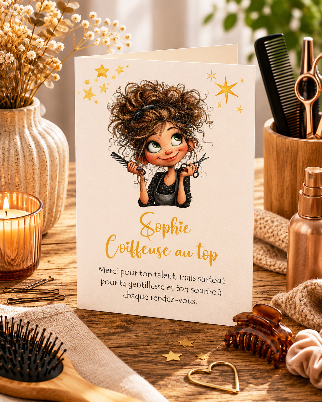 Carte coiffeuse personnalisée – Cadeau remerciement coiffeuse