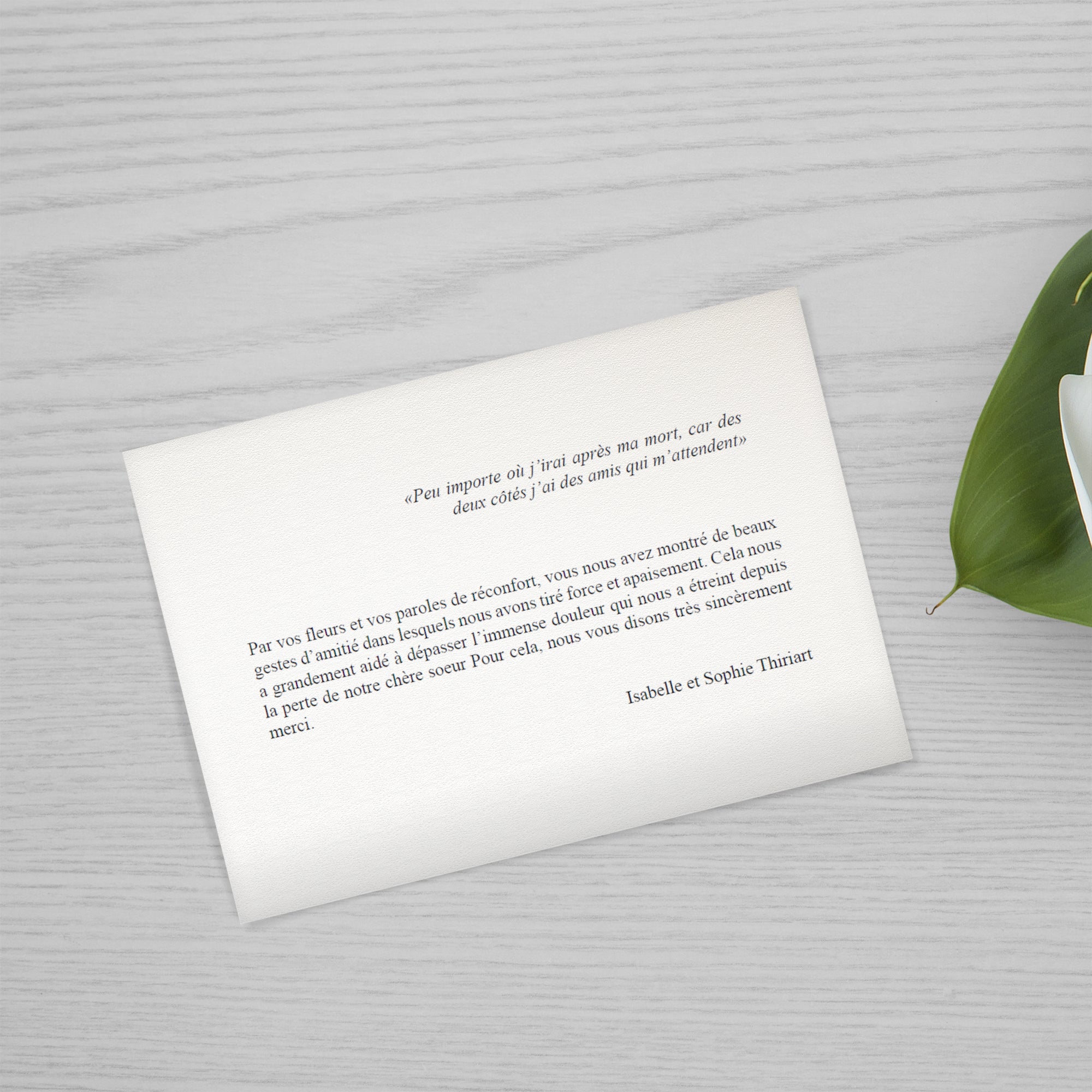 Carte de remerciement décès personnalisable – Couronne florale noire