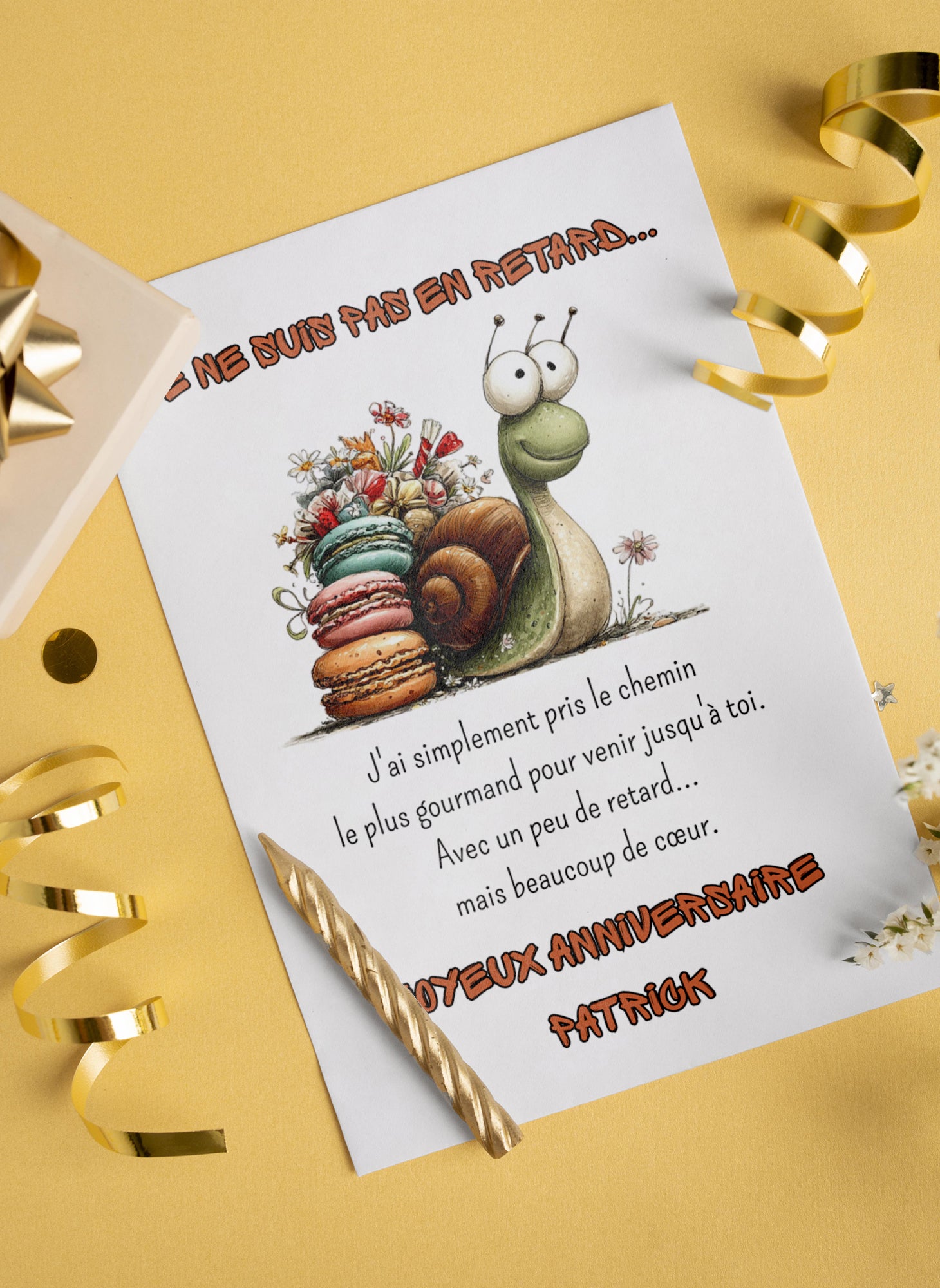 Carte anniversaire en retard personnalisée