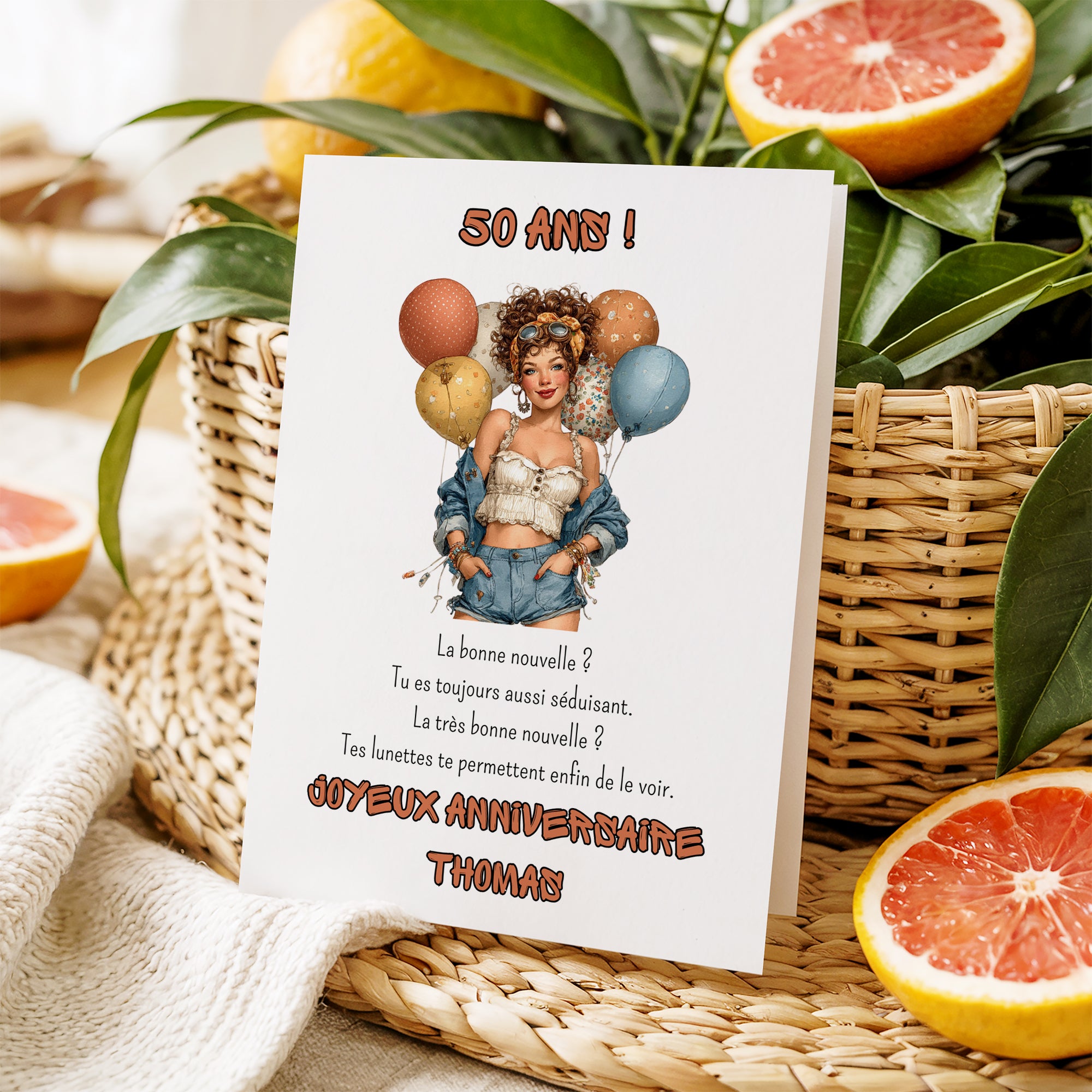 Carte anniversairehumour 50 ans homme personnalisée