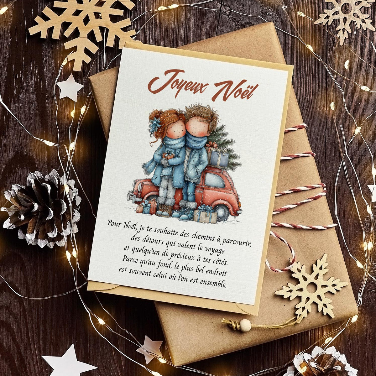 Carte de Noël pour couple – Les chemins partagés