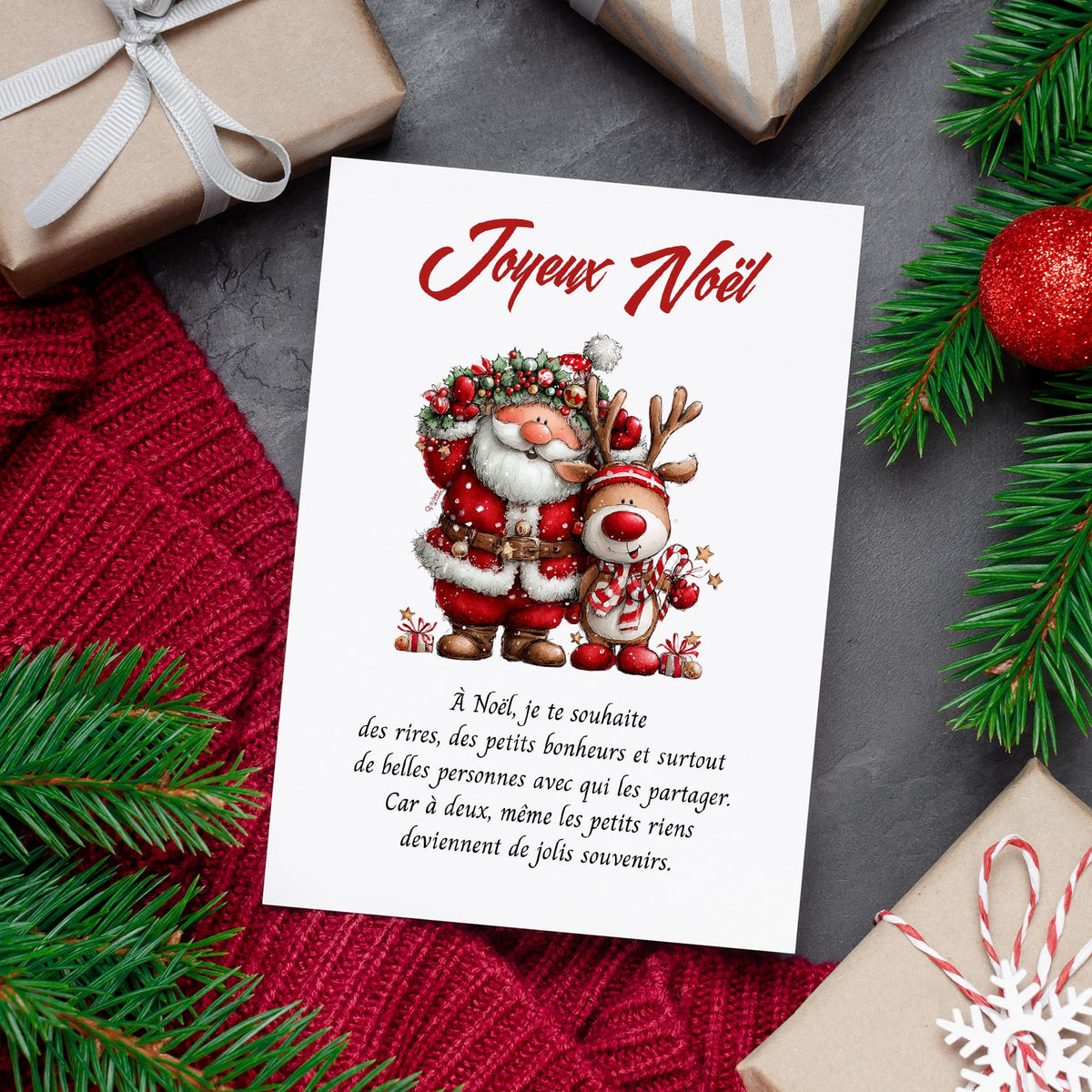 Carte de Noël poétique – Petits bonheurs & jolis souvenirs