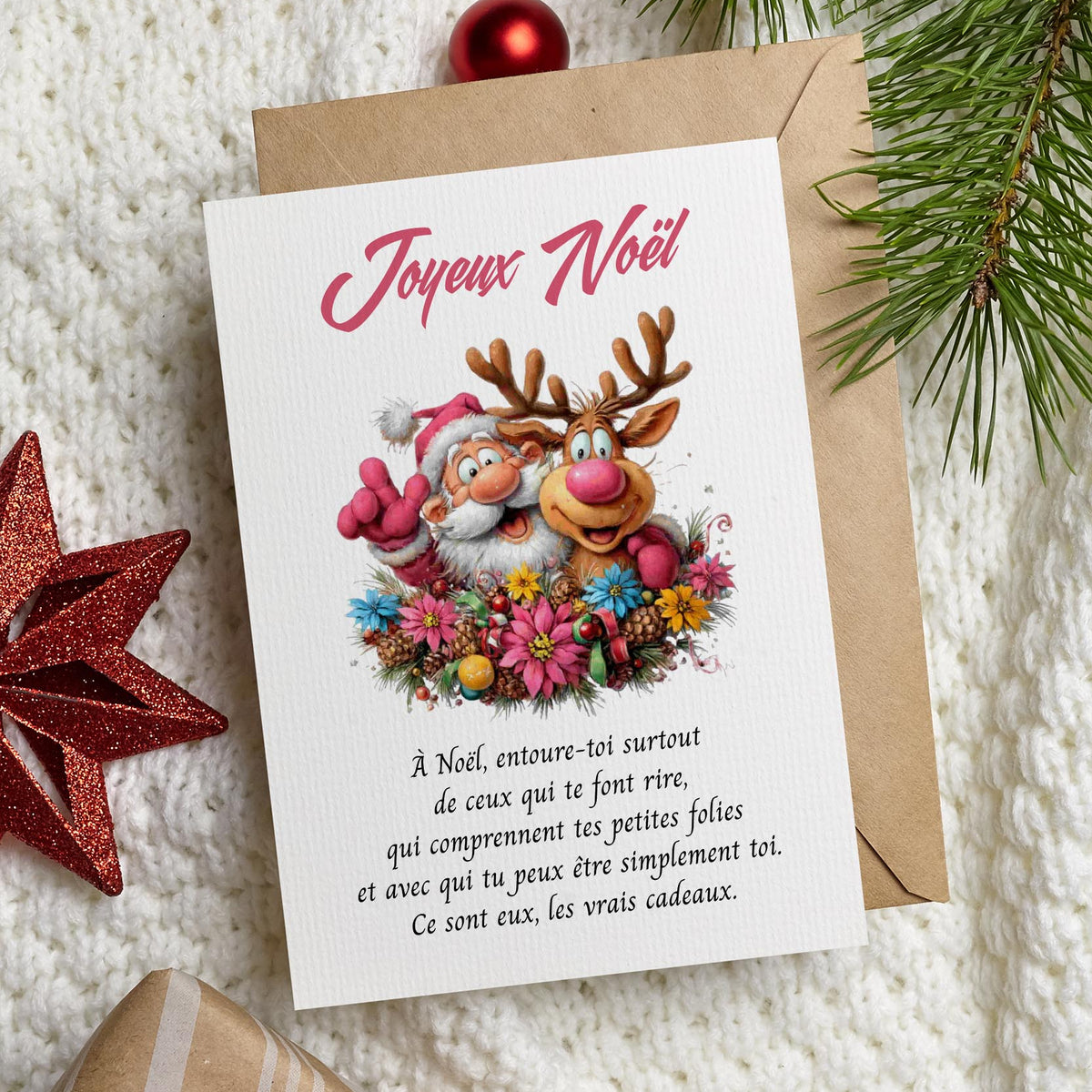 Carte de Noël amitié & complicité – Les vrais cadeaux